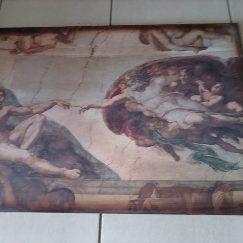 Digital print painting The Creation of Adam, like new, 68x48 cm