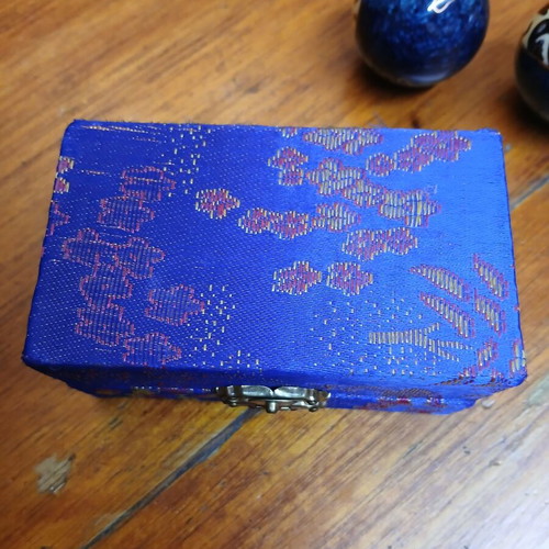 Chinese musical balls used with mask design, blue, with box