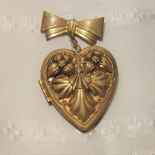 Victorian brass smoked finish brooch
