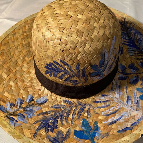 Straw Painted Handmade Hat new, one size