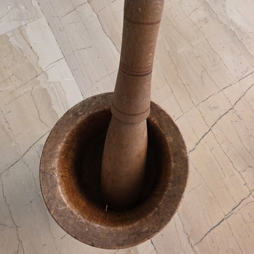 Wooden mortar and pestle