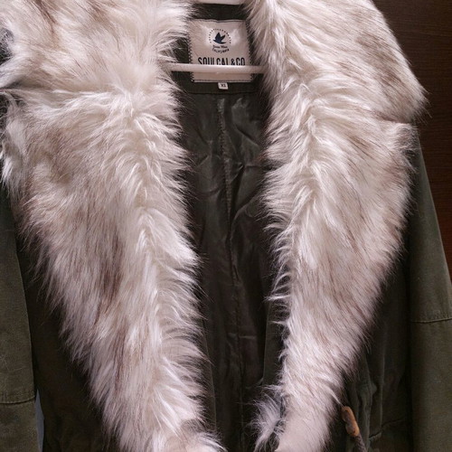 SoulCal & Co parka with detachable faux fur, military green, size XS