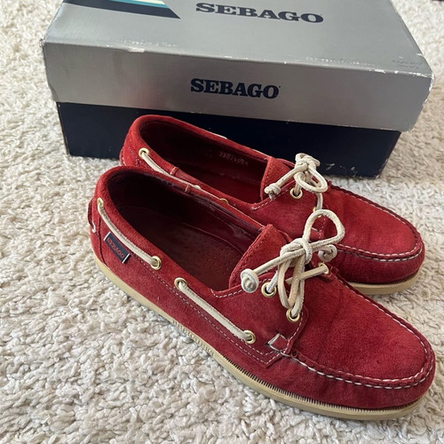 Sebago dockside red suede moccasins used, size 41
