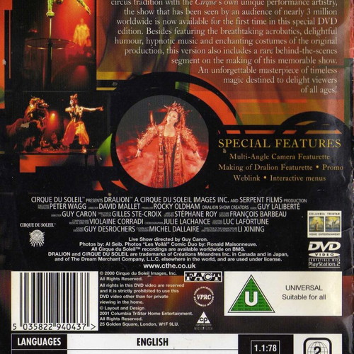 Dralion Cirque du Soleil DVD used