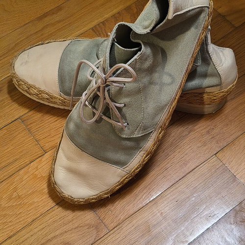 Liberty casual ankle boots used, beige and mint suede