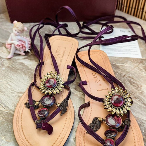 Kalliste leather sandals used, Grecian style with Swarovski stones