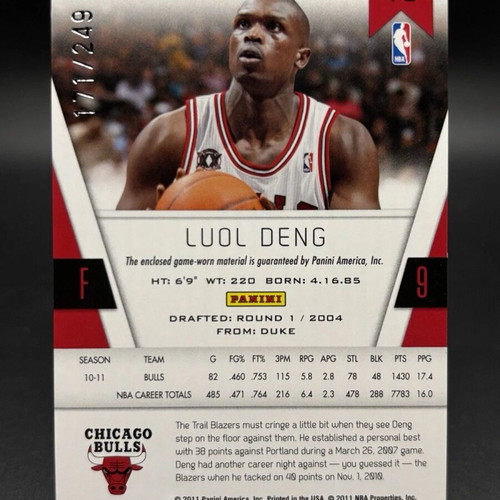 Panini Totally Certified Jersey Card Luol Deng Chicago Bulls new