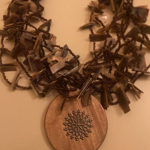 Handmade necklace like new with natural horn and wooden beads