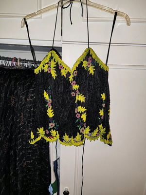 Veloudakis embroidered bustier like new, size S, black multicolor