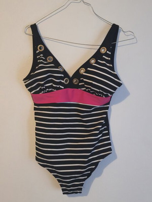 Katia One Piece Swimwear black and white stripes with eyelet details like new