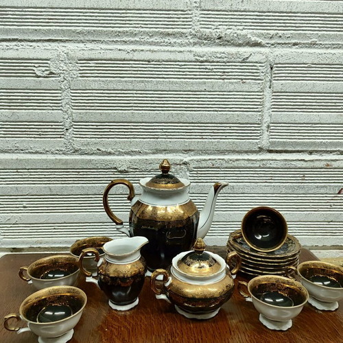 Bareuther Bavaria coffee set used, Bavarian porcelain with gold details