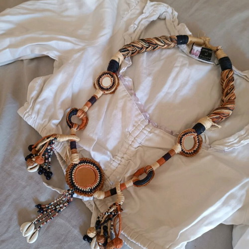 Boho handmade knitted necklace used