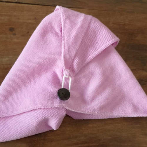 Hair towel turban used with button fastening