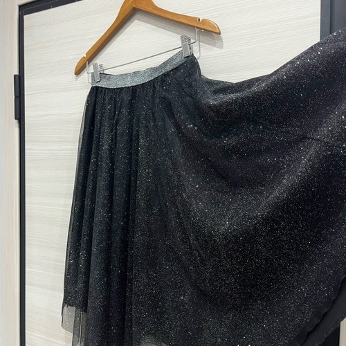 Zara black flared skirt new, evening style with tulle and sparkle, size L