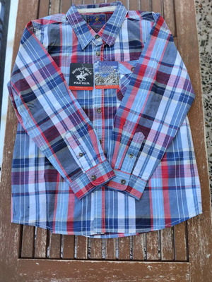 Beverly Hills Polo Club plaid shirt new, 100% cotton, XS