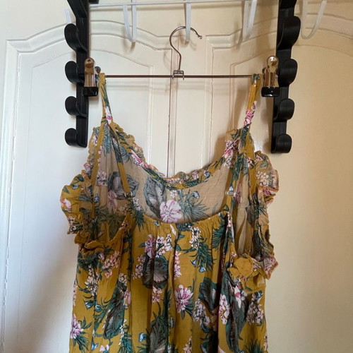 Women's dress new L/XL mustard floral 100% viscose