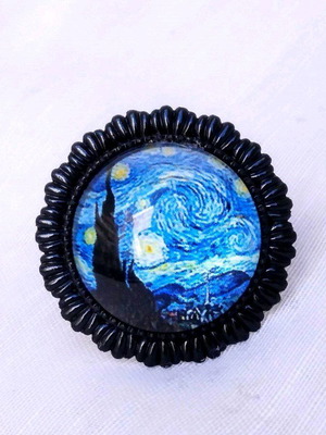 Starry Night Cabochon Ring Vincent Van Gogh new stainless steel