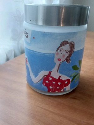Glass coffee container used, Stathopoulos design, vintage