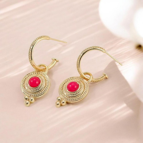 Byzantine style earrings new, red and gold-colored