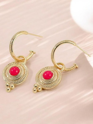 Byzantine style earrings new, red and gold-colored