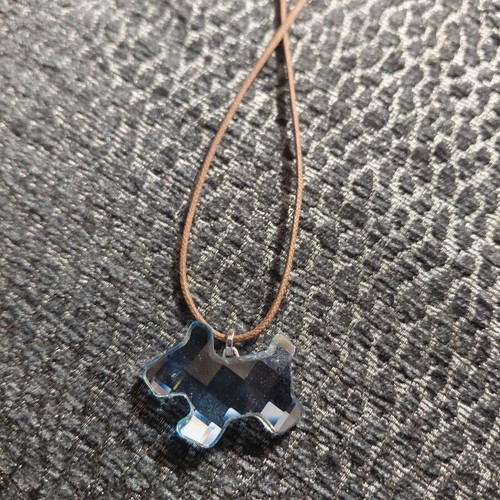 Swarovski crystal dog pendant like new, blue fox terrier design