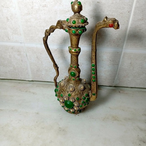 Decorative Oriental Jug used with green stones and pearls