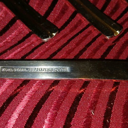 Zoulovits forks set of 6 used 18/10 silver with gold line