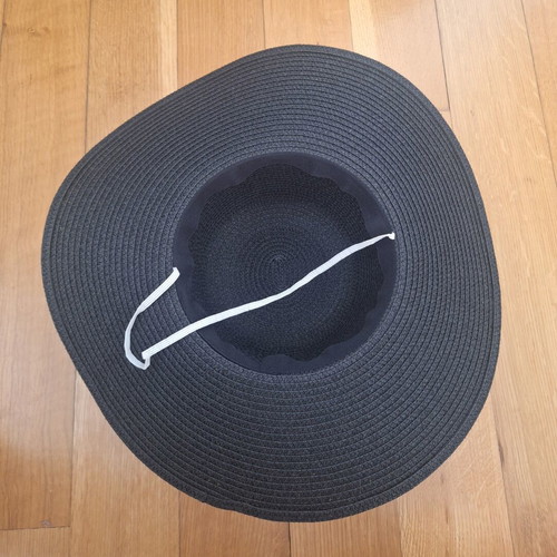 Straw hat new, black, 49 cm