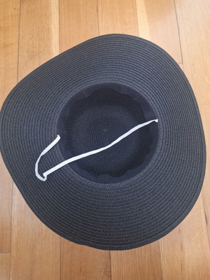 Straw hat new, black, 49 cm