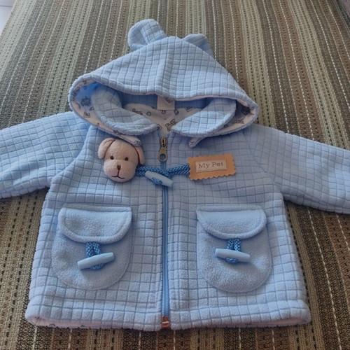 Baby jacket for 6 months, like new, blue with hood