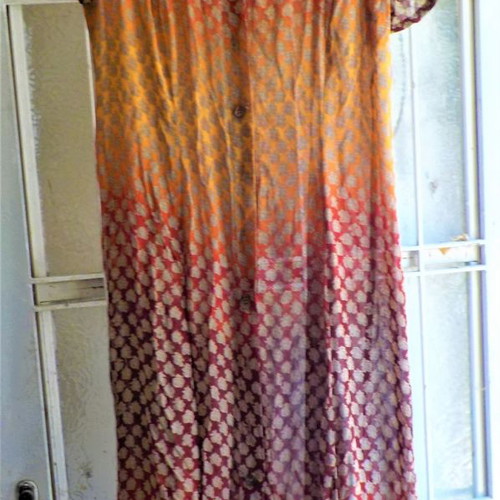Long printed tunic used, size L, sheer fabric
