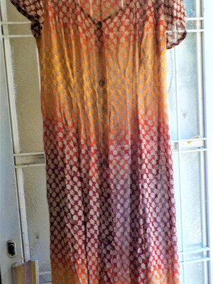 Long printed tunic used, size L, sheer fabric