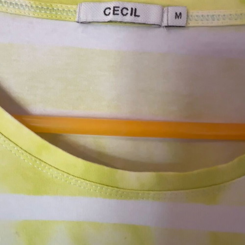 Cecil women's short-sleeve blouse refurbished, yellow and white stripes, size M