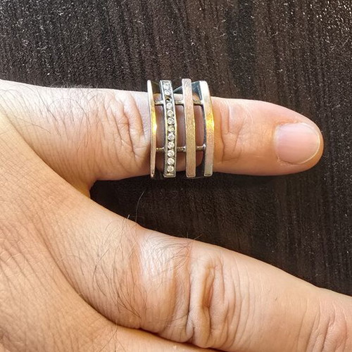 Women's silver ring with rose gold plating, size 18mm