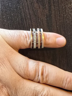 Women's silver ring with rose gold plating, size 18mm