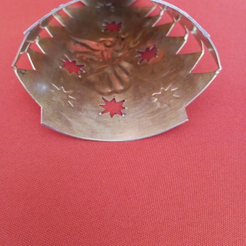 Bronze Christmas Candle Holder handmade, like new, angel design