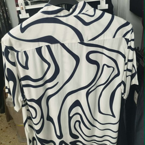 Men's Short Sleeve Shirt with Mao Collar Printed, New, Sizes S-XXL