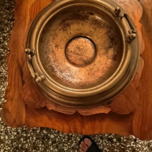 Copper magani with wooden base used