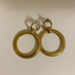 Gold-tone dangle hoop earrings