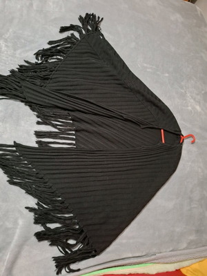 Black poncho like new with fringes