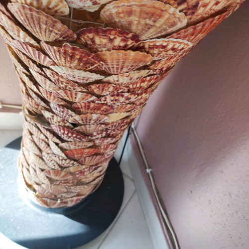 Handmade decorative floor lamp from real shells used