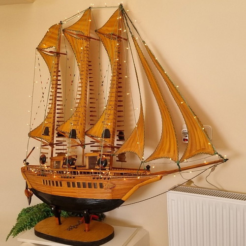 Handmade ship new 130x130cm