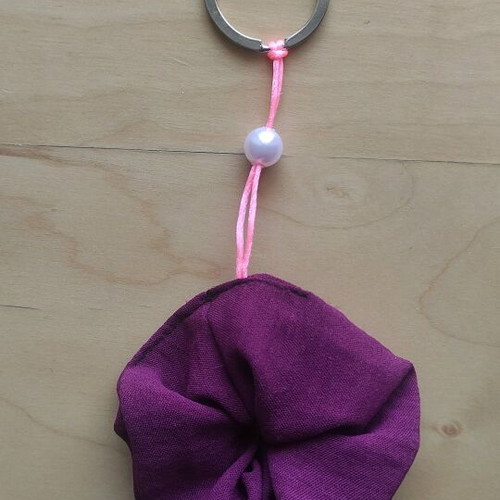 Scrunchie mini keychain handmade, new, burgundy-purple