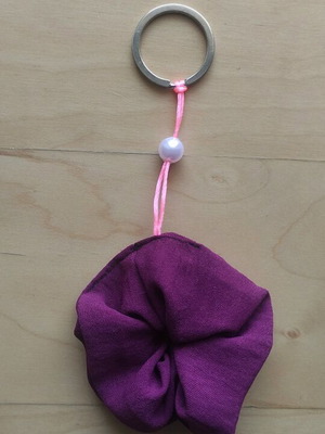 Scrunchie mini keychain handmade, new, burgundy-purple