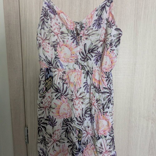 H&M short floral dress like new, pink multicolor, size L-M