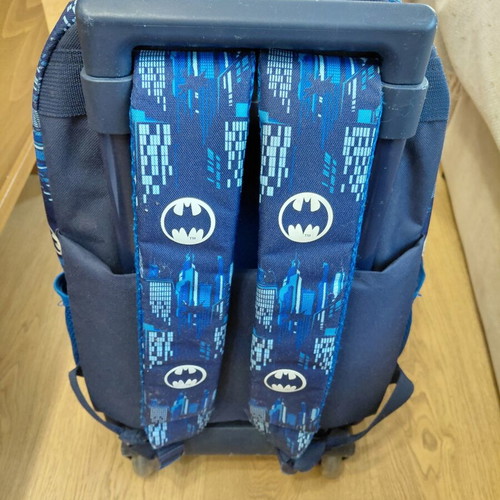 School bag with wheels used, Batman design