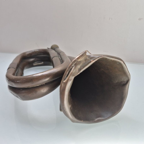 C. Mahillon brass bugle and WW1 infantry signalman portrait