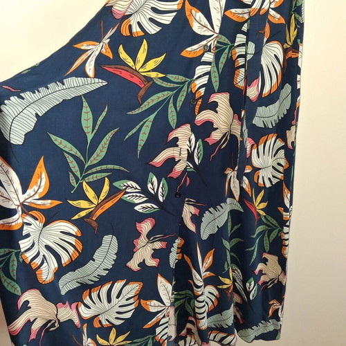 Maxi semizie dress Marlen tropical print dark blue, like new