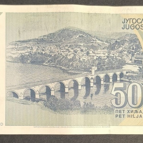 Yugoslavia 5,000 Dinara 1992 banknote used