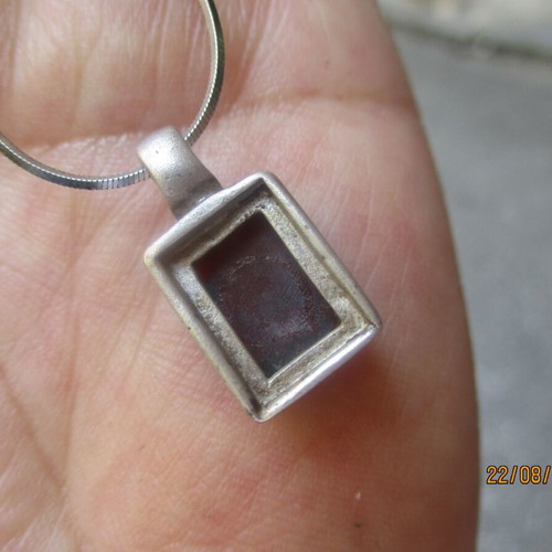 Silver necklace with carnelian pendant, 40 cm